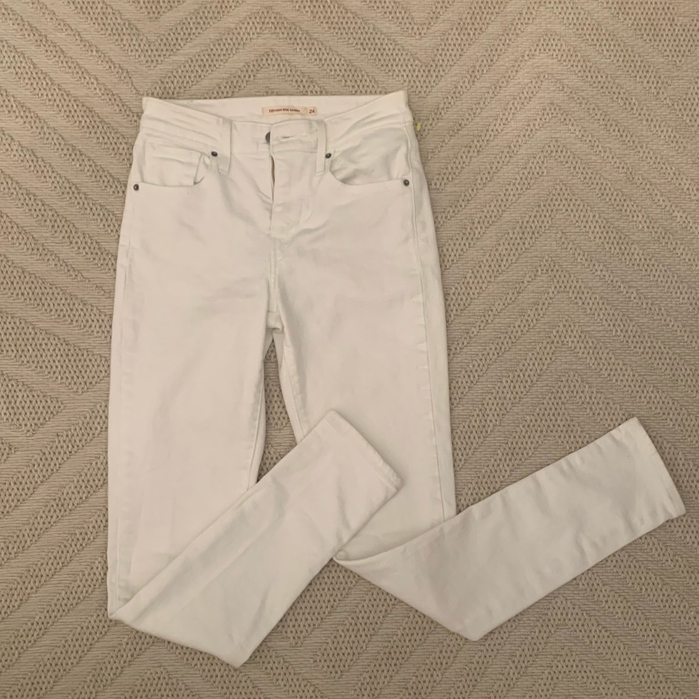 levi 721 high rise skinny white jeans